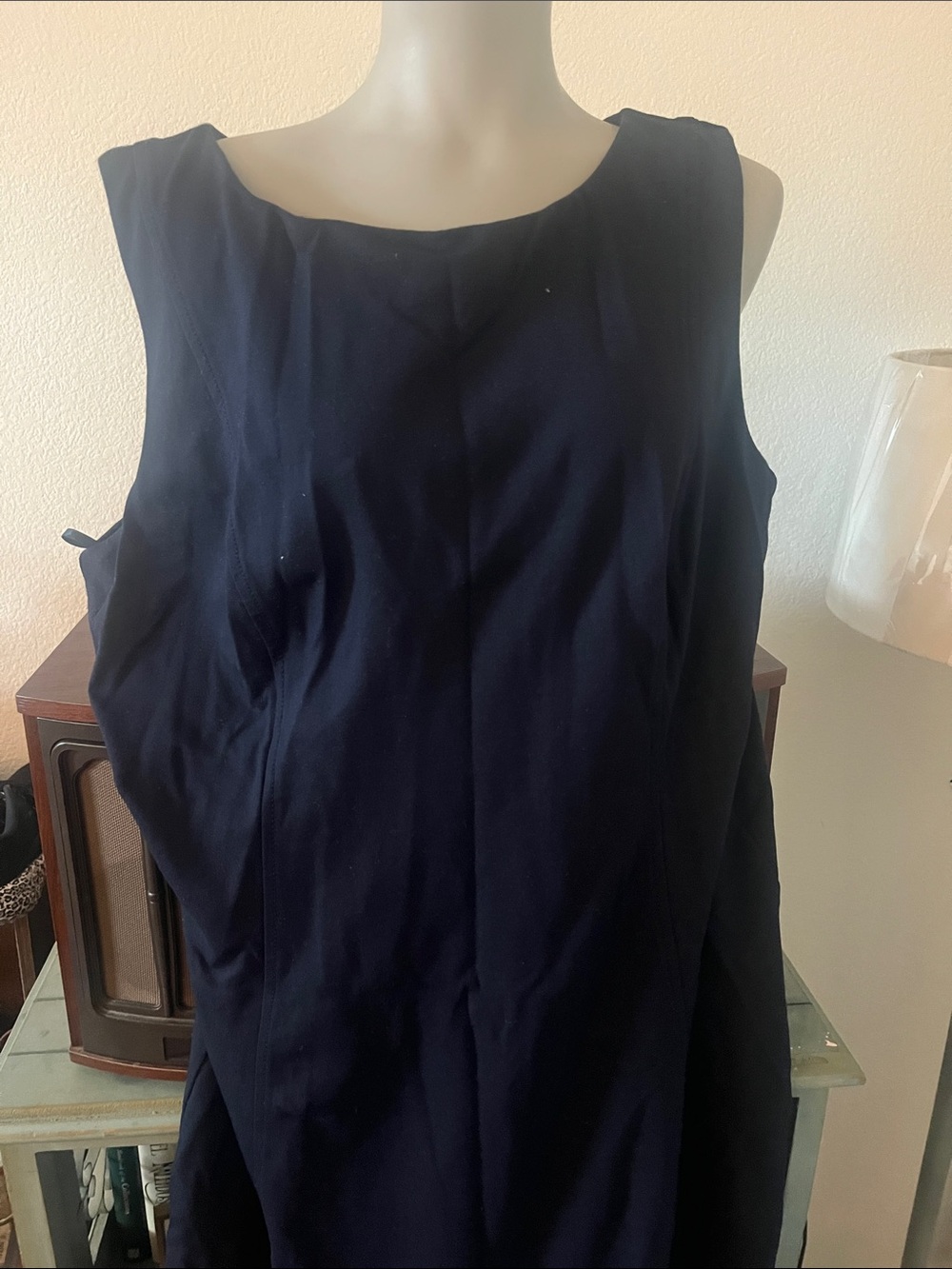 Talbots Navy Sleeveless A-Line Midi Dress